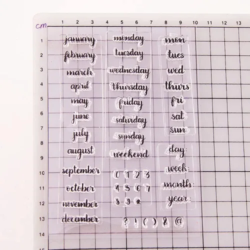 Miniatura 6 de Calendario de etiquetas de clima, patrón transparente, sellos de silicona para saludos, palabras de saludo de diario, sellos transparentes