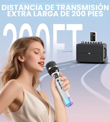 Miniatura 4 de Micrófonos inalámbricos, micrófono con conexión de chip uno a uno y luces LED, duración de 40 horas, recepción de rango de 200 pies, micrófono