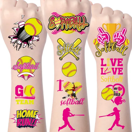 Miniatura 10 de Gameza Tatuajes temporales de béisbol – Más de 200 calcomanías de tatuajes de béisbol, regalos de fiesta de cumpleaños, decoraciones deportivas