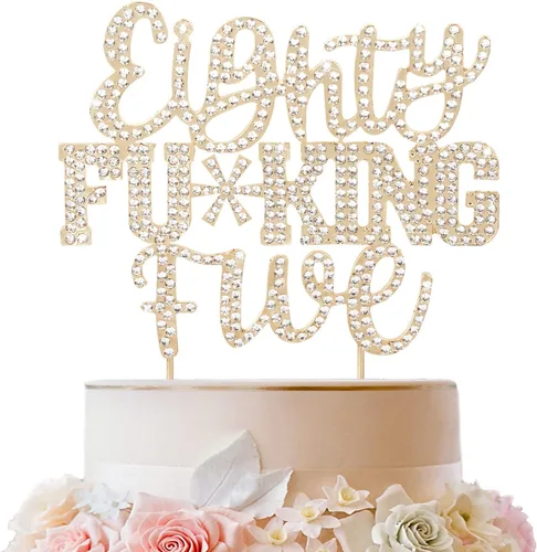 Miniatura 74 de LINGTEER Veintiún divertidos adornos dorados para tartas con diamantes de imitación – Saludos a los 21 años de edad, decoración de centros de mesa