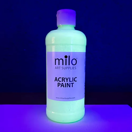 Miniatura 19 de milo Juego de 6 pinturas acrílicas fluorescentes Botellas de 4 onzas Paquete de pintura acrílica de colores neón para estudiantes Hecho