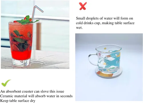 Miniatura 4 de Juego de 6 posavasos redondos absorbentes de piedra de cerámica lindos para bebidas de gato para tazas y tazas, mesa de café, escritorio de oficina