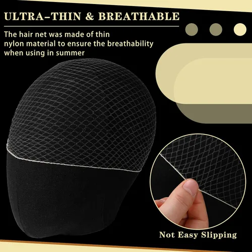 Miniatura 6 de 400 redes para el cabello para mujer, servicio de alimentos y moños de ballet, malla elástica invisible con bordes, 20 pulgadas (beige)