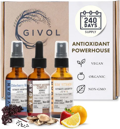 Paquete antioxidante Powerhouse - Baya de saúco, vitamina C cruda, complejo de hongos - Nutrimentos, fitonutrientes y bienestar cognitivo todo en un