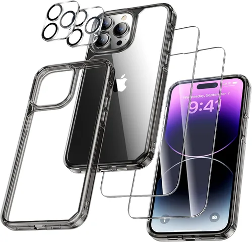 Miniatura 20 de UniqueMe [Diseño 5 en 1 para iPhone 13 Mini ase, paquete de 2 protectores de pantalla de vidrio templado + 2 protectores de lente de cámara