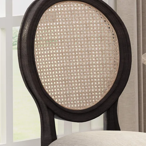 Miniatura 4 de GDFStudio Sillas de comedor de madera con cojines (juego de 2), beige, natural y negro