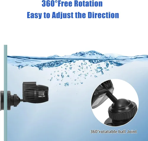 Miniatura 3 de AQUANEAT Bomba de circulación Wavemaker para acuario, cabezal de alimentación de tanque de peces de 800 GPH, bomba de agua sumergible, base magnética