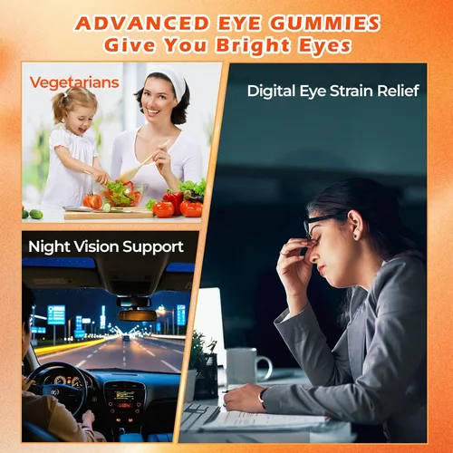 Miniatura 3 de Gomitas de luteína (60 gomas). Gomitas para ojos con luteína (28.5 mg), zeaxantina y vitamina A (paquete de 30 días), sabor naranja, vegano, sin