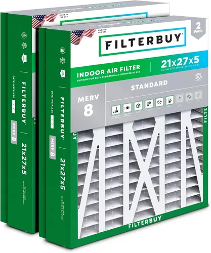 Miniatura 31 de Filterbuy 10x17x2 Filtro de aire MERV 8 Defensa Esencial contra el Polvo y las Alergias (2 unidades), Filtros exteriores plegados electrostáticos