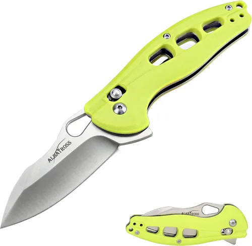 Miniatura 9 de ALBATROSS Cool Flipper Axis Lock - Cuchillo de bolsillo plegable de apertura con hoja de acero de Damasco moderna de 3 pulgadas y mango FRN de alta