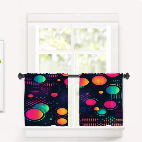 Miniatura 116 de Cortinas opacas de cocina con pintura al óleo de Europa rosa y negra para ventanas, cenefas opacas modernas de torre Eiffel de poliéster multicapa