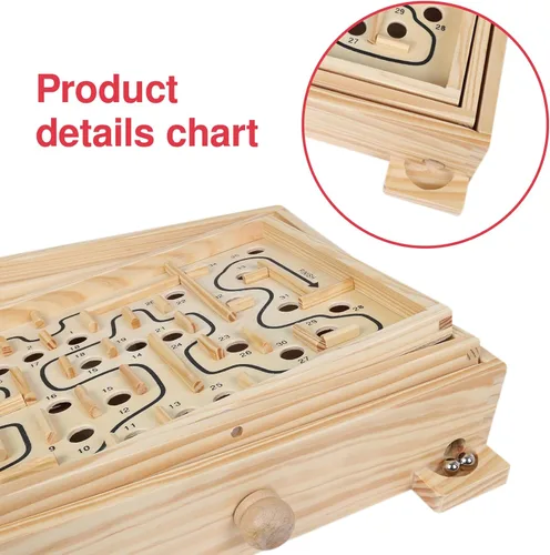 Miniatura 5 de GOTHINK Juego de laberinto de madera, juego de mesa de laberinto de inclinación de bola de mármol, juego de equilibrio de mesa y juguete para niños
