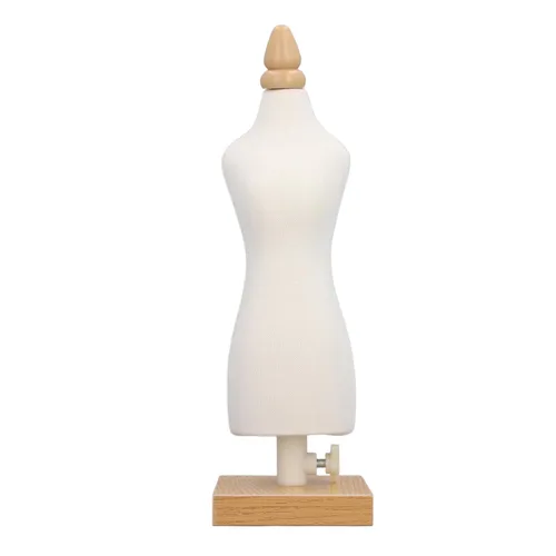 Forma de vestido femenino, exhibición de mesa de maniquí con base de madera, modelo de fabricación de patrones de costura, 12.2 pulgadas de altura,