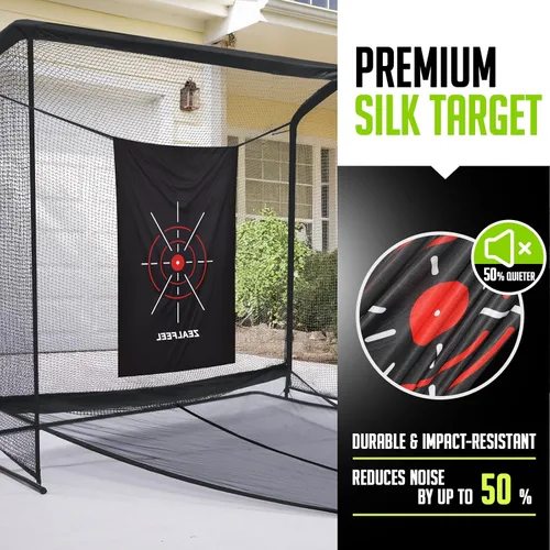 Miniatura 5 de Zealfeel Golf Net, Golf Simulator Enclosure Net with Side Barriers & Auto-Ball Return, Low-Noise Silk Target, Carry Bag, 2 Sand Bags, 4 Stakes