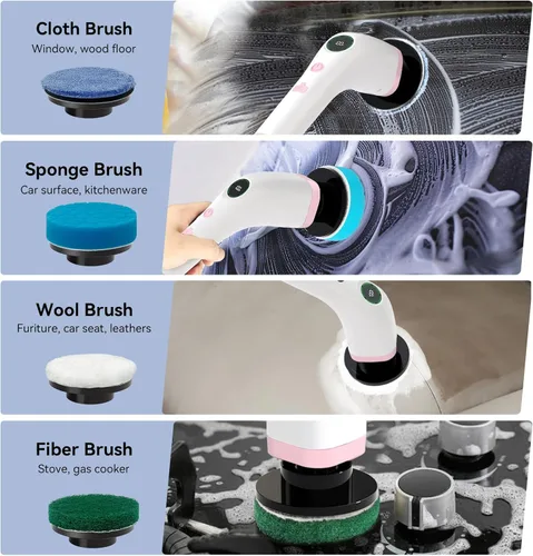 Miniatura 5 de Electric Bathroom Cleaning Brush, Cordless Spin Scrubber Full Body Waterproof IPX7 with Adjustable Handle, 8 Replaceable Brush Heads for