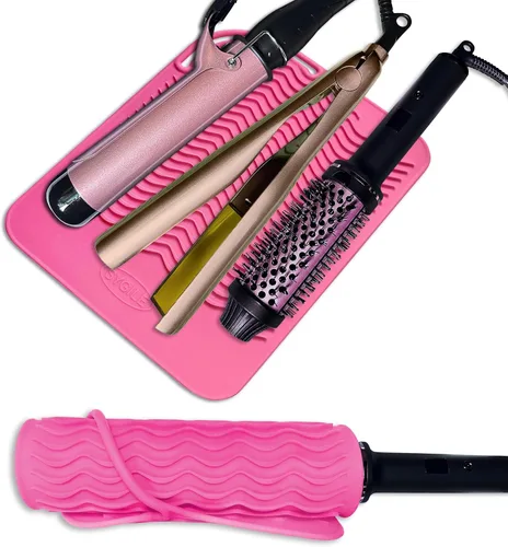 Alfombrilla de viaje de silicona resistente al calor de 11 x 7.5 pulgadas, almohadilla anticalor para alisadores de cabello, rizadores, planchas