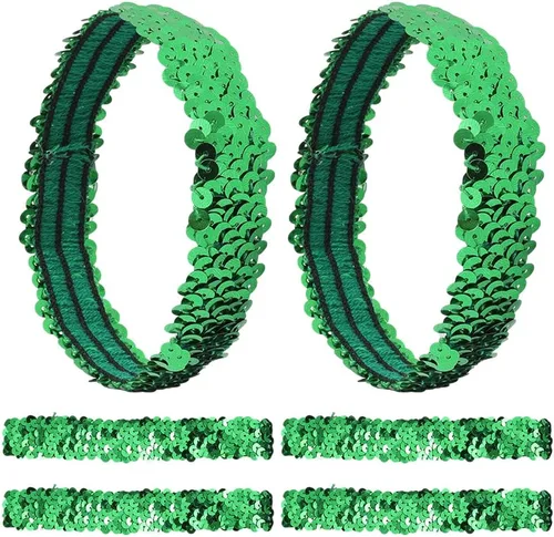 Miniatura 11 de GORGECRAFT 12 diademas de lentejuelas elásticas con purpurina elástica con purpurina a la moda, juego de accesorios para mujeres, deportes, bailes