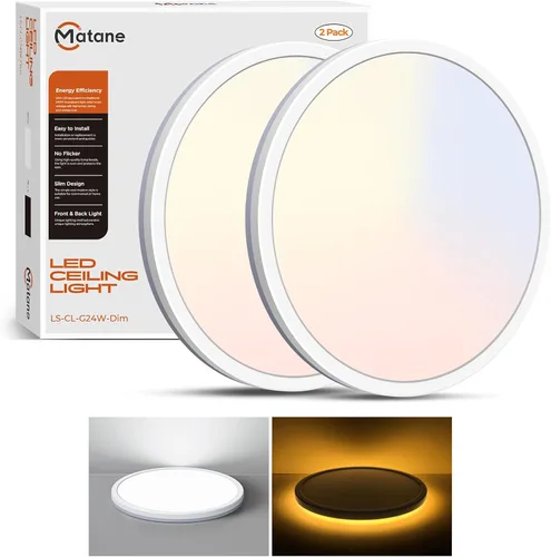 Miniatura 8 de Matane Lámpara de Techo LED Empotrada de 12 Pulgadas con Luz Nocturna, 24W 2400LM 3000K/4000K/5000K Seleccionable, Luces de Techo Regulables