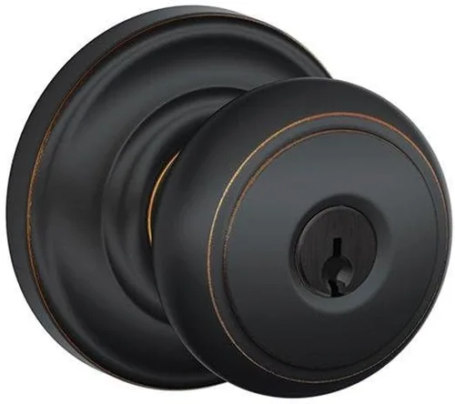 Miniatura 41 de Schlage F10 AND 716 ADD - Pomo Andover con moldura Addison, cerradura de paso para pasillos y armarios, bronce envejecido