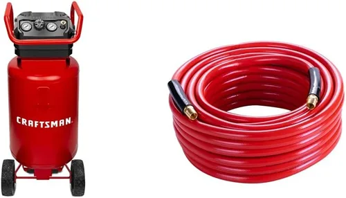 Miniatura 8 de CRAFTSMAN Compresor de aire, 20 galones, 1.8 HP, herramientas de aire sin aceite, manguera de aire roja y Flexzilla, 3/8 pulgadas x 50 pies