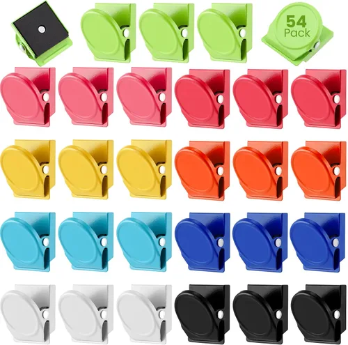 Miniatura 8 de Tenceur 54 clips magnéticos de metal resistentes para refrigerador, pizarra blanca, clip magnético para oficina, aula, maestros, armarios escolares