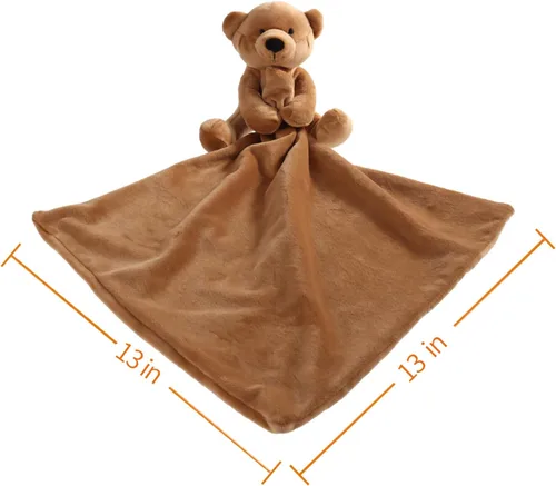 Miniatura 3 de Apricot Lamb Manta de seguridad de animales de peluche, oso de peluche marrón, manta de personaje para guardería, felpa de lujo