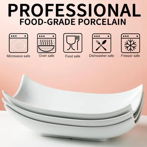 Miniatura 8 de Gomakren Juego de 3 platos para servir de porcelana para pavo y para entretener, platos curvados especiales, profundos y profundos para Acción