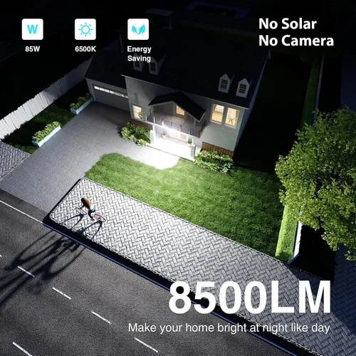 Miniatura 4 de Abovizo Luces de seguridad LED de 85 W con sensor de movimiento para exteriores, 8500 lm de atardecer al amanecer, IP65 impermeable, 6500 K, luz