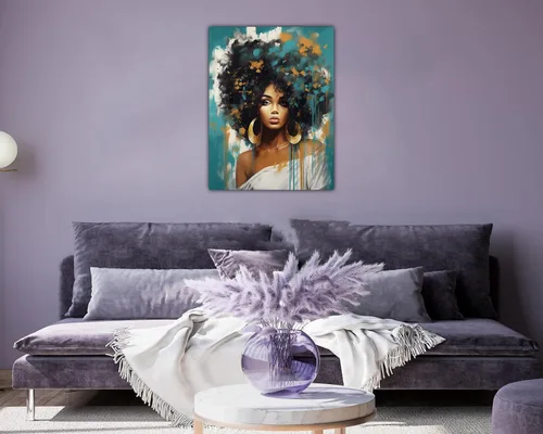 Miniatura 67 de Arte de pared afroamericano, decoración de rey y reina bailarín negro para sala de estar, arte de pareja de amor negro para dormitorio, lienzo