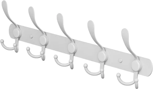 Miniatura 10 de Perchero de pared con 5 ganchos triples, acero inoxidable de 16 pulgadas – acabado mate negro, perchero resistente montado en la pared para abrigos