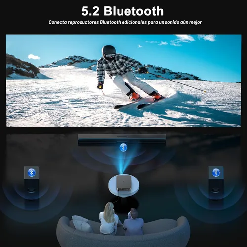 Miniatura 8 de HAPPRUN Proyector para exteriores de 2500 lúmenes ANSI con aplicaciones de transmisión integradas, resolución de decodificación 4K, audio Dolby