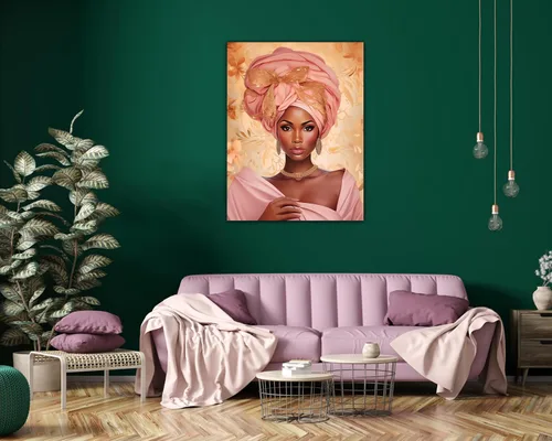 Miniatura 248 de Arte de pared afroamericano, decoración de rey y reina bailarín negro para sala de estar, arte de pareja de amor negro para dormitorio, lienzo