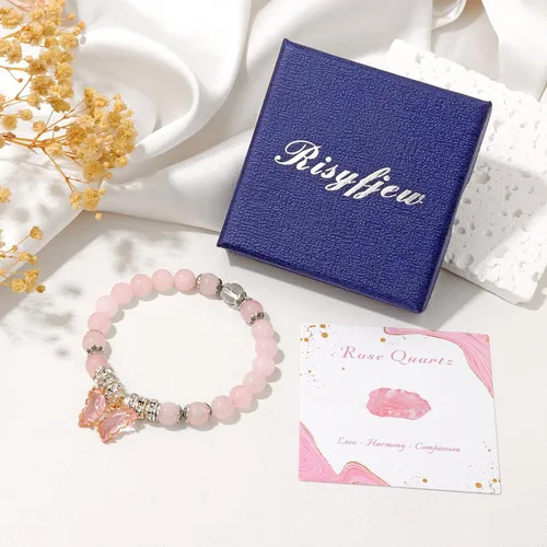 Miniatura 6 de Pulseras de amatista para mujer, pulsera de cuentas curativas de piedra natural, alivio del estrés y la ansiedad, cristales de sandía, piedra lunar