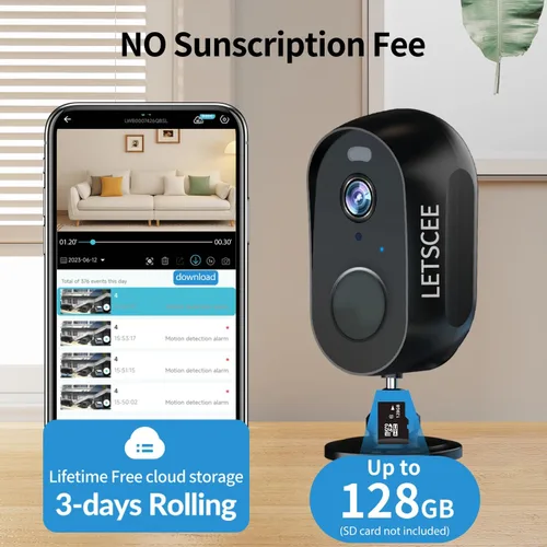 Miniatura 3 de LETSCEE Cámaras para Seguridad del Hogar Interior y Exterior, Cámaras de Seguridad Inalámbricas para Exteriores con Batería Recargable y WiFi
