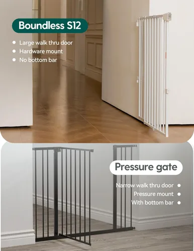 Miniatura 3 de Babelio Puerta para Bebé/Mascota de 29.7-46.5 pulgadas sin barra inferior para escaleras, casa y entradas, puertas de seguridad para mascotas