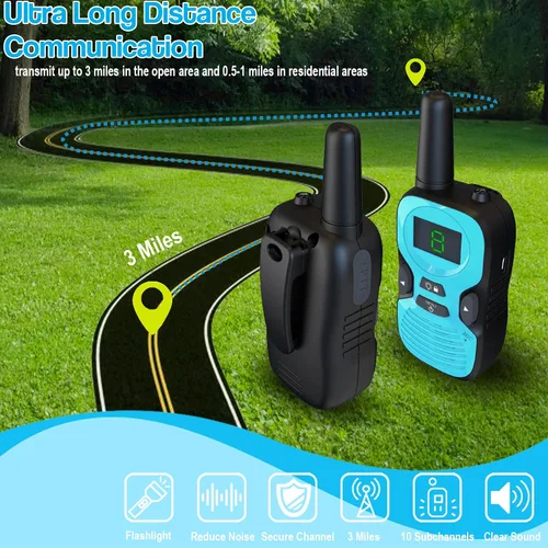 Miniatura 6 de Walkie Talkies para niños 3Pack de largo alcance: juguetes para niños de 8 a 12 años - regalos para niñas de 6 a 8 y 8 a 10 años Walky Talky
