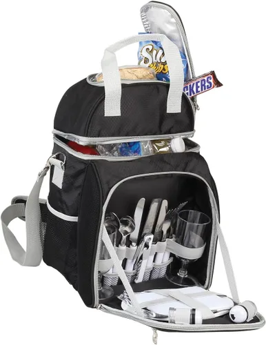 Miniatura 2 de Enfriador de picnic caliente y frío con dos juegos de comedor, negro