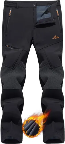 TACVASEN pantalones de senderismo para hombre, con forro polar, reforzados en las rodillas, ligeros, para esquí y snowboard, sin cinturón