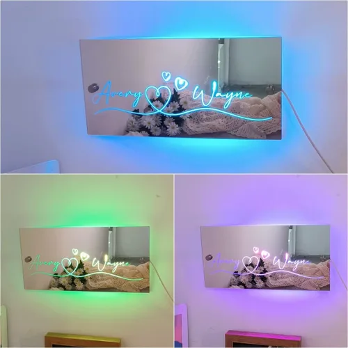 Miniatura 2 de Espejo de dormitorio con nombre personalizado, luz LED, letreros de neón con luces, cumpleaños, boda, fiesta, letrero personalizado para decoración