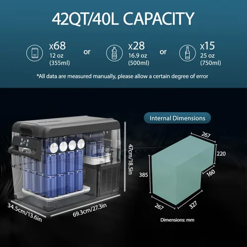Miniatura 2 de Alpicool NCF45 Refrigerador Congelador Portátil, Refrigerador de Automóvil de 12 Voltios, 42 cuartos de galón (40 litros) Refrigerador de Automóvil