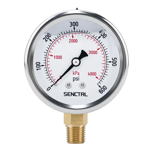 Miniatura 17 de SENCTRL 0-200 Psi Presión de Líquido Llenó de Glicerina, Medidor de Presión con Esfera de 2.5 Pulgadas, Montaje Inferior de 1/4 Pulgada NPT, Caja