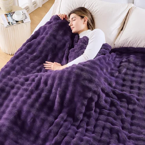 Miniatura 40 de NEWCOSPLAY Manta para Sofá Aqua Súper Suave de Franela Polar 3D Burbuja Ligera Manta de Cama para Uso en Todas las Estaciones (Aqua, Throw(50"x60"))