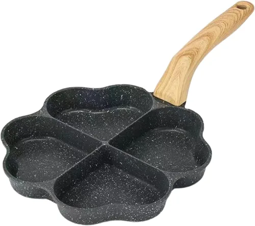 Miniatura 6 de KLKCMS Sartén frita para huevos, mini cacerola para panqueques, utensilios de cocina, parrilla dividida, sartén resistente al calor, sartén