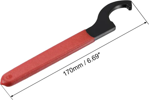 Miniatura 3 de uxcell Llave inglesa de gancho C portabrocas para tuerca redonda de 1.496-1.654 in, con mango antideslizante rojo