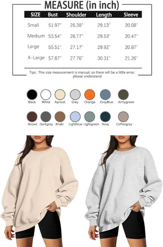 Miniatura 5 de EFAN Sudaderas de gran tamaño para mujer, con forro polar, cuello redondo, suéteres casuales y cómodos, ropa de moda de otoño 2023