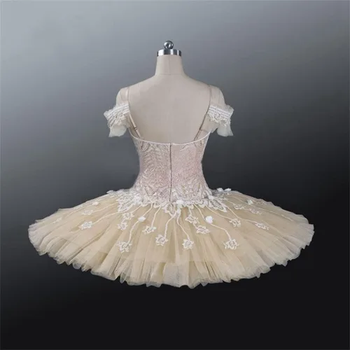 Miniatura 3 de ZJHYXYH - Tutú de ballet profesional para adultos, color beige, crema, muñeca de actuación, disfraz clásico de ballet