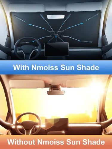 Miniatura 2 de [2025 actualizado] Nmoiss Parasol para parabrisas [costilla de hielo] Enfriamiento de alta velocidad 99% bloqueo UV protege el automóvil del sol