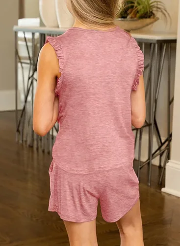Miniatura 3 de Conjunto de camiseta y pantalones cortos de verano para niñas con bolsillos laterales