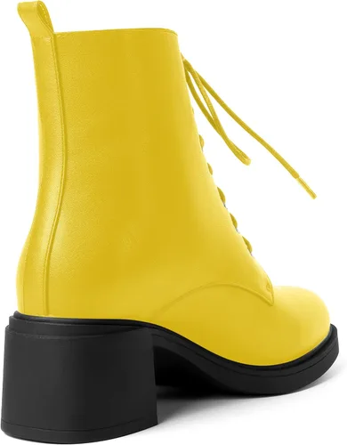 Miniatura 68 de ROSERWISH Botas altas de tacón bajo y grueso para mujer, con cordones, cómodas, modernas, con puntera redonda, de 2.5 pulgadas