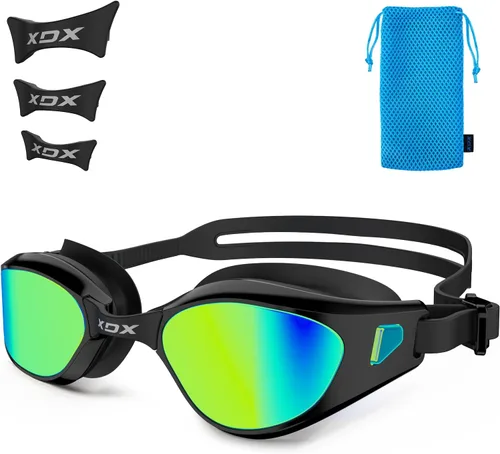 Miniatura 10 de XDX Gafas de natación con gorro de natación, gafas de piscina antivaho con lentes desmontables, juego de gorras de natación para jóvenes, hombres